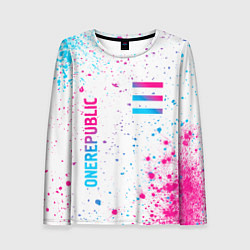 Лонгслив женский OneRepublic neon gradient style вертикально, цвет: 3D-принт