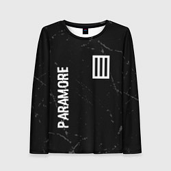 Лонгслив женский Paramore glitch на темном фоне вертикально, цвет: 3D-принт