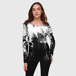 Лонгслив женский Черно-белая абстракция гранж, цвет: 3D-принт — фото 2