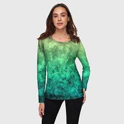 Лонгслив женский Абстракция - изумрудная текстура, цвет: 3D-принт — фото 2