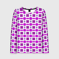 Лонгслив женский Фиолетовые кирпичики и белые полосы, цвет: 3D-принт