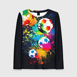 Женский лонгслив Разноцветные футбольные мячи