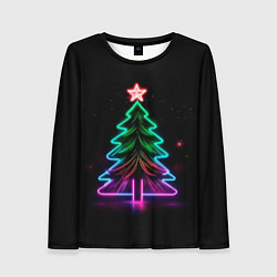 Лонгслив женский Неоновая ёлка, цвет: 3D-принт