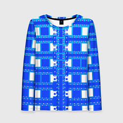 Женский лонгслив Синие и белые квадраты
