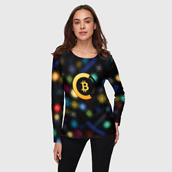 Лонгслив женский Bitcoin logo criptomoney, цвет: 3D-принт — фото 2