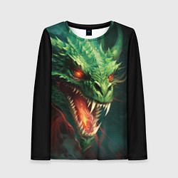 Лонгслив женский Древний злой зеленый дракон, цвет: 3D-принт