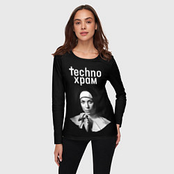 Лонгслив женский Techno храм монашка с красивыми глазами, цвет: 3D-принт — фото 2