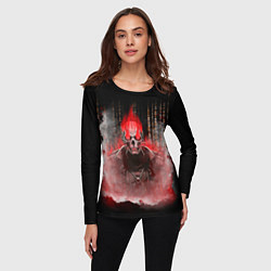 Лонгслив женский Красный скелет в дыму, цвет: 3D-принт — фото 2