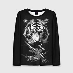Лонгслив женский Тигр с винтовкой, цвет: 3D-принт