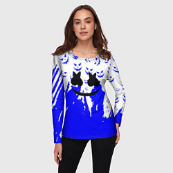 Лонгслив женский Marshmello dj blue pattern music band, цвет: 3D-принт — фото 2