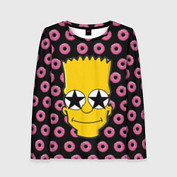 Лонгслив женский Барт Симпсон на фоне пончиков, цвет: 3D-принт