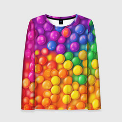 Лонгслив женский Разноцветные шарики, цвет: 3D-принт