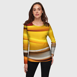 Лонгслив женский Желтая абстракция с оранжевой волной, цвет: 3D-принт — фото 2