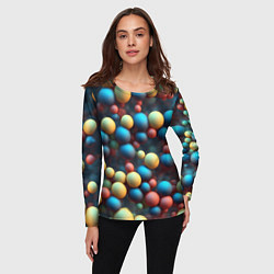 Лонгслив женский Разноцветные шарики молекул, цвет: 3D-принт — фото 2