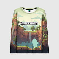 Лонгслив женский Minecraft logo квадратный мир, цвет: 3D-принт