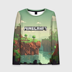 Лонгслив женский Minecraft logo квадратный мир, цвет: 3D-принт
