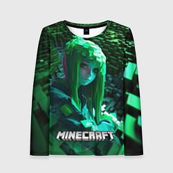 Женский лонгслив Minecraft девушка зеленый мир