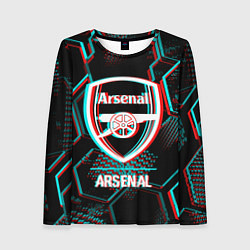 Лонгслив женский Arsenal FC в стиле glitch на темном фоне, цвет: 3D-принт