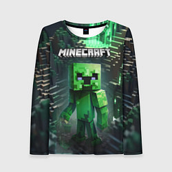 Лонгслив женский Minecraft зеленый персонаж, цвет: 3D-принт