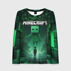 Лонгслив женский Minecraft зеленый монстр, цвет: 3D-принт