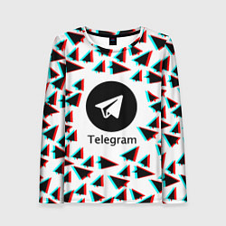 Лонгслив женский Telegram logo pattern steel, цвет: 3D-принт