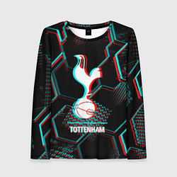 Лонгслив женский Tottenham FC в стиле glitch на темном фоне, цвет: 3D-принт