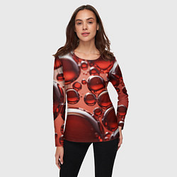 Лонгслив женский Крупные красные капли, цвет: 3D-принт — фото 2