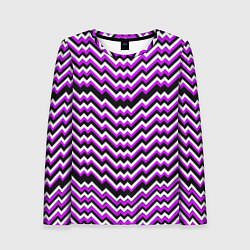 Лонгслив женский Фиолетовые и белые ломаные линии, цвет: 3D-принт