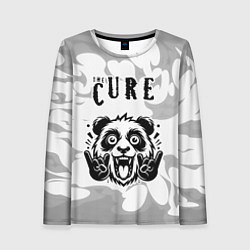 Лонгслив женский The Cure рок панда на светлом фоне, цвет: 3D-принт