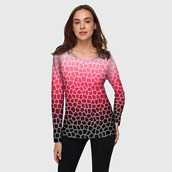 Лонгслив женский Крупная мозаика розовый градиент, цвет: 3D-принт — фото 2
