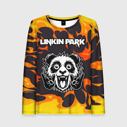 Лонгслив женский Linkin Park рок панда и огонь, цвет: 3D-принт