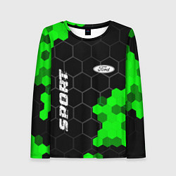 Лонгслив женский Ford green sport hexagon, цвет: 3D-принт
