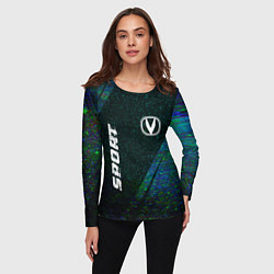 Лонгслив женский Changan sport glitch blue, цвет: 3D-принт — фото 2