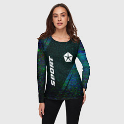 Лонгслив женский Jeep sport glitch blue, цвет: 3D-принт — фото 2