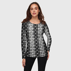 Лонгслив женский Чёрно-белые квадраты, цвет: 3D-принт — фото 2
