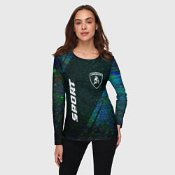 Лонгслив женский Lamborghini sport glitch blue, цвет: 3D-принт — фото 2