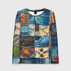 Женский лонгслив Vanguard denim patchwork - ai art