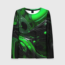 Женский лонгслив Green dark abstract geometry style