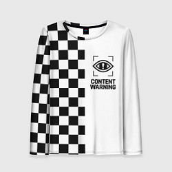 Лонгслив женский Content Warning шашечки, цвет: 3D-принт