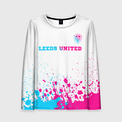 Женский лонгслив Leeds United neon gradient style посередине