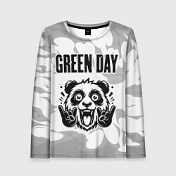 Лонгслив женский Green Day рок панда на светлом фоне, цвет: 3D-принт