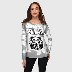 Лонгслив женский Sum41 рок панда на светлом фоне, цвет: 3D-принт — фото 2