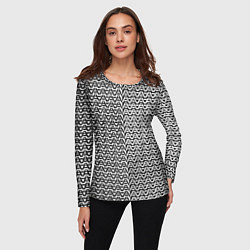 Лонгслив женский Чёрно-белые волнистые линии, цвет: 3D-принт — фото 2