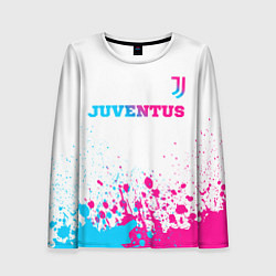 Лонгслив женский Juventus neon gradient style посередине, цвет: 3D-принт