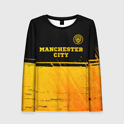 Лонгслив женский Manchester City - gold gradient посередине, цвет: 3D-принт