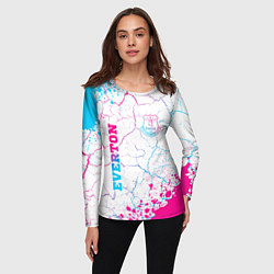 Лонгслив женский Everton neon gradient style вертикально, цвет: 3D-принт — фото 2