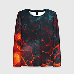 Женский лонгслив Темная абстракция с разломом красных плит