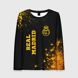 Лонгслив женский Real Madrid - gold gradient вертикально, цвет: 3D-принт