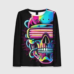 Женский лонгслив Cyber skull - ai art neon