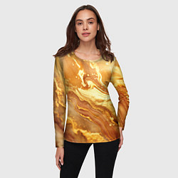Лонгслив женский Жидкое золото текстура, цвет: 3D-принт — фото 2